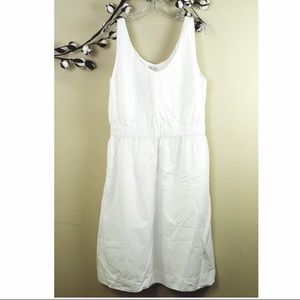 Gap midi dress with elastic waist & pockets- white